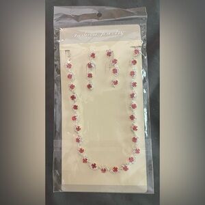 Elegant Red and Silver Jewelry Set